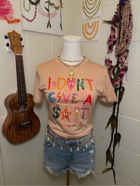 Don’t Give A Sht Graphic Tee - Peach